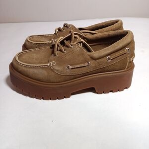 Jeffrey Campbell crushed t lug platform boat shoes in beige Size 7.5